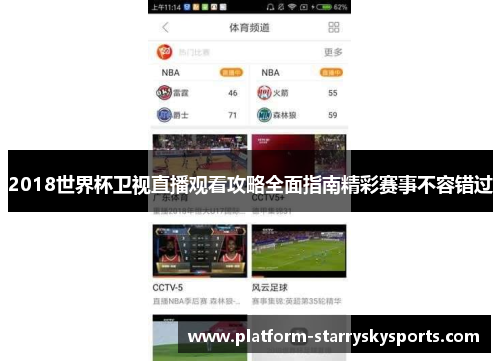 2018世界杯卫视直播观看攻略全面指南精彩赛事不容错过